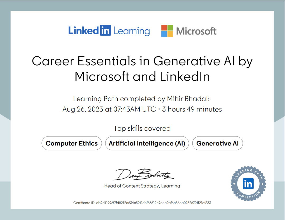 Career Essentials in Generative AI by Microsoft and Linkedin