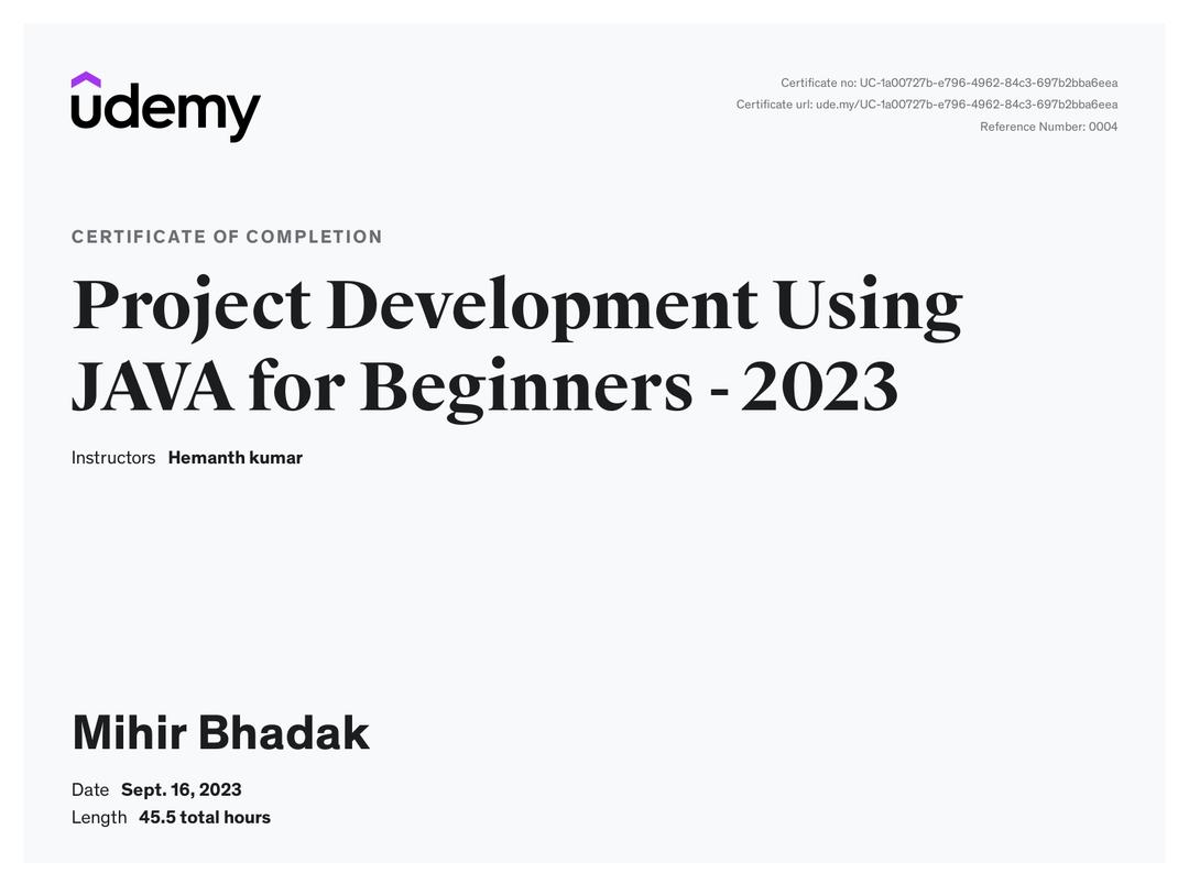 Project Development Using JAVA for Beginning - 2023