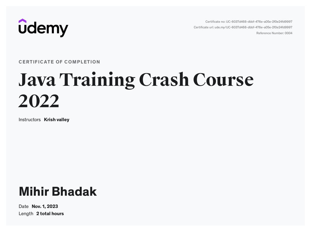 Java Training Crash Course 2022