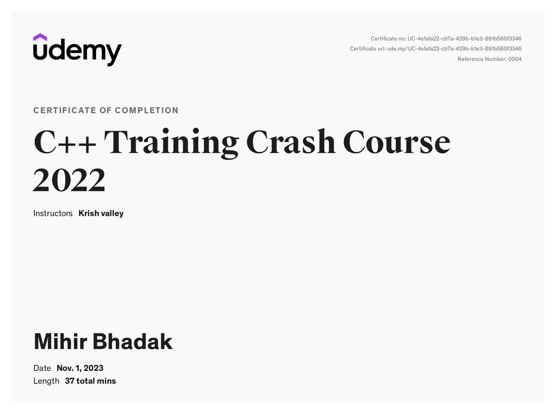 C++ Traning Crash Course 2022